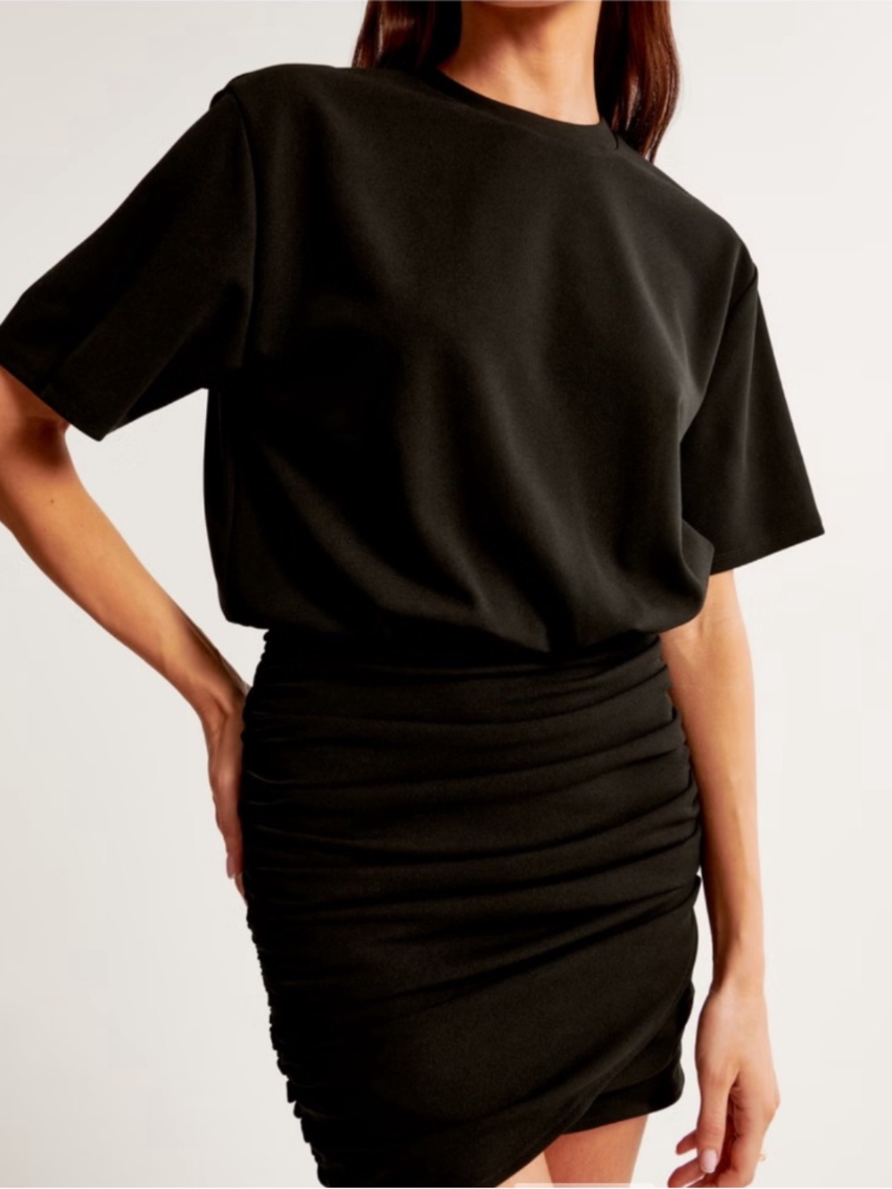 Abercrombie A&F Ruched Black Mini Dress